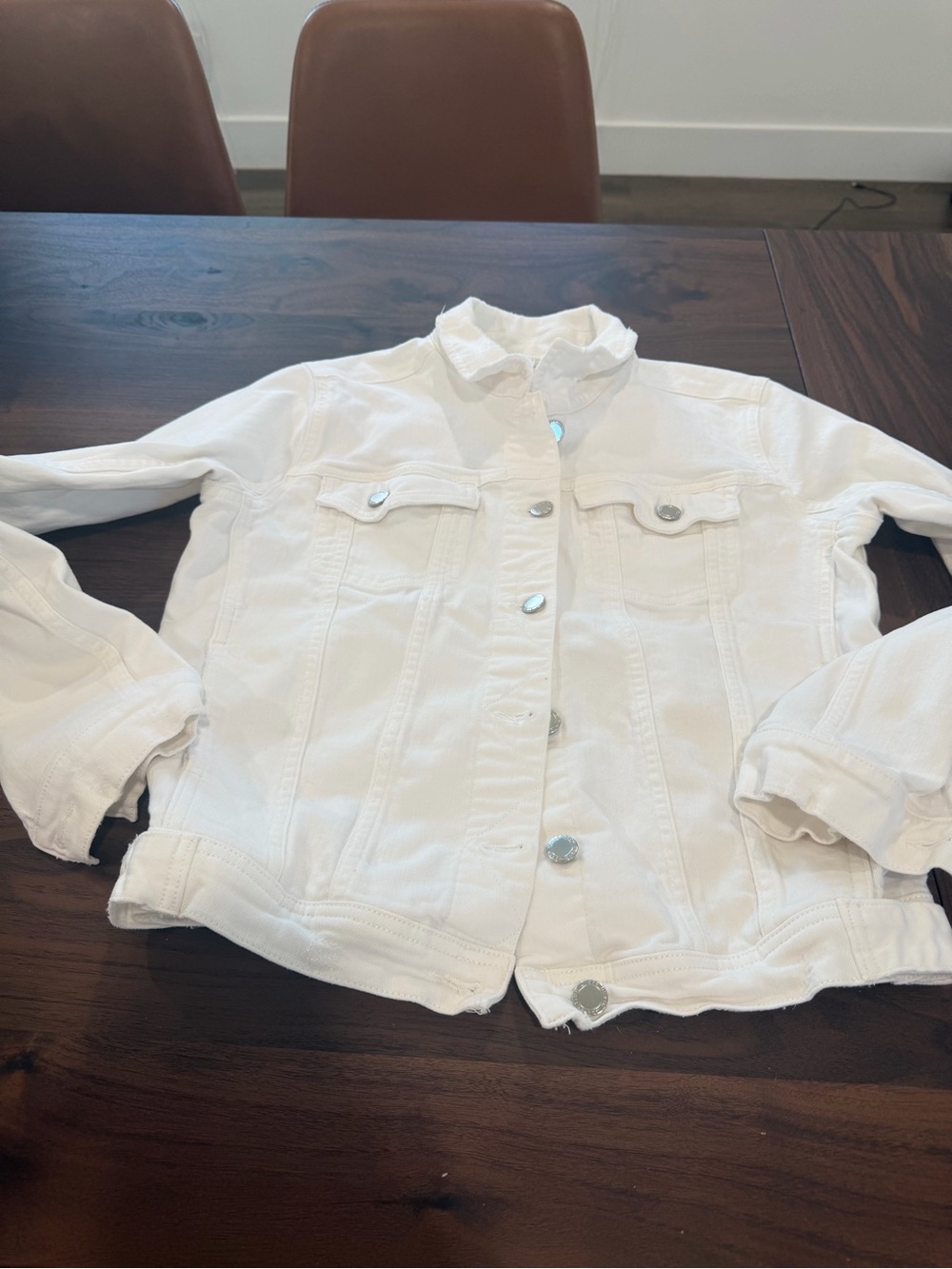 Zara White Kids Denim Jacket with Button Front